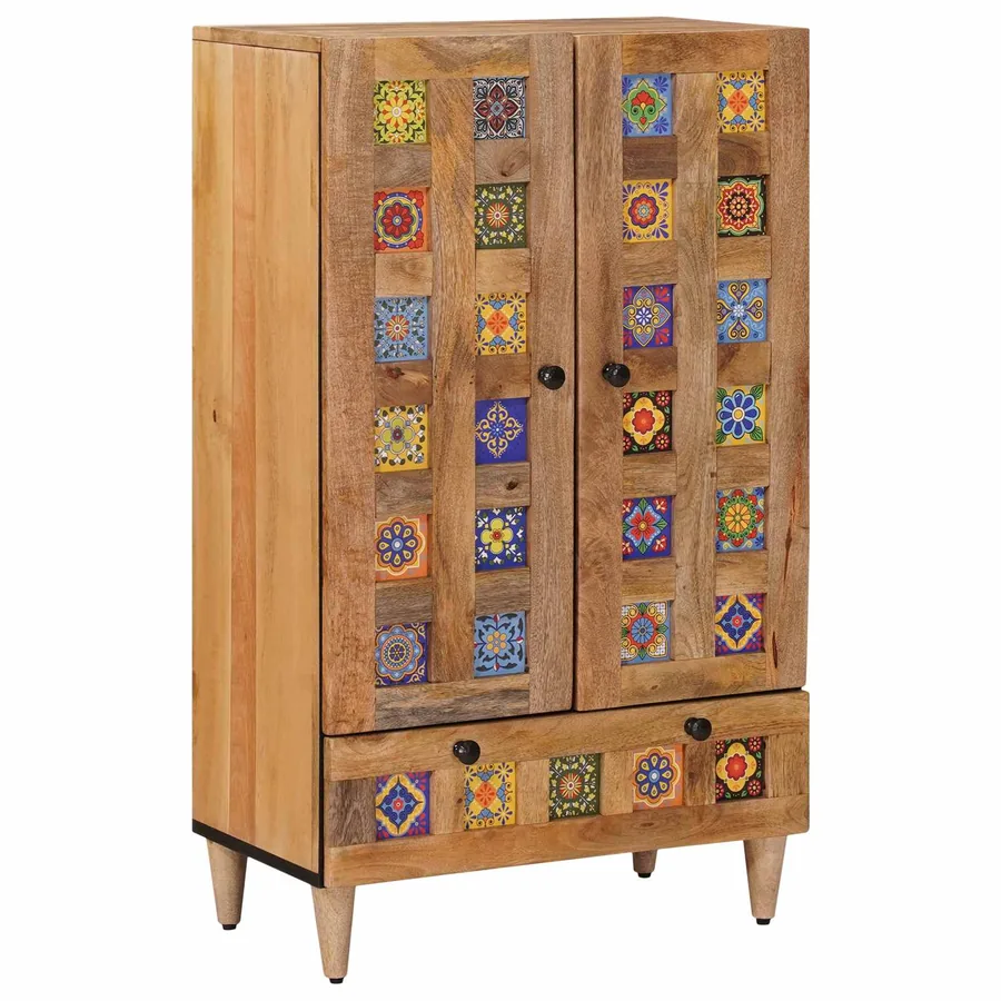 Haut Armoire Naturel 60 x 33,5 x 100 cm Bois de mangue massif