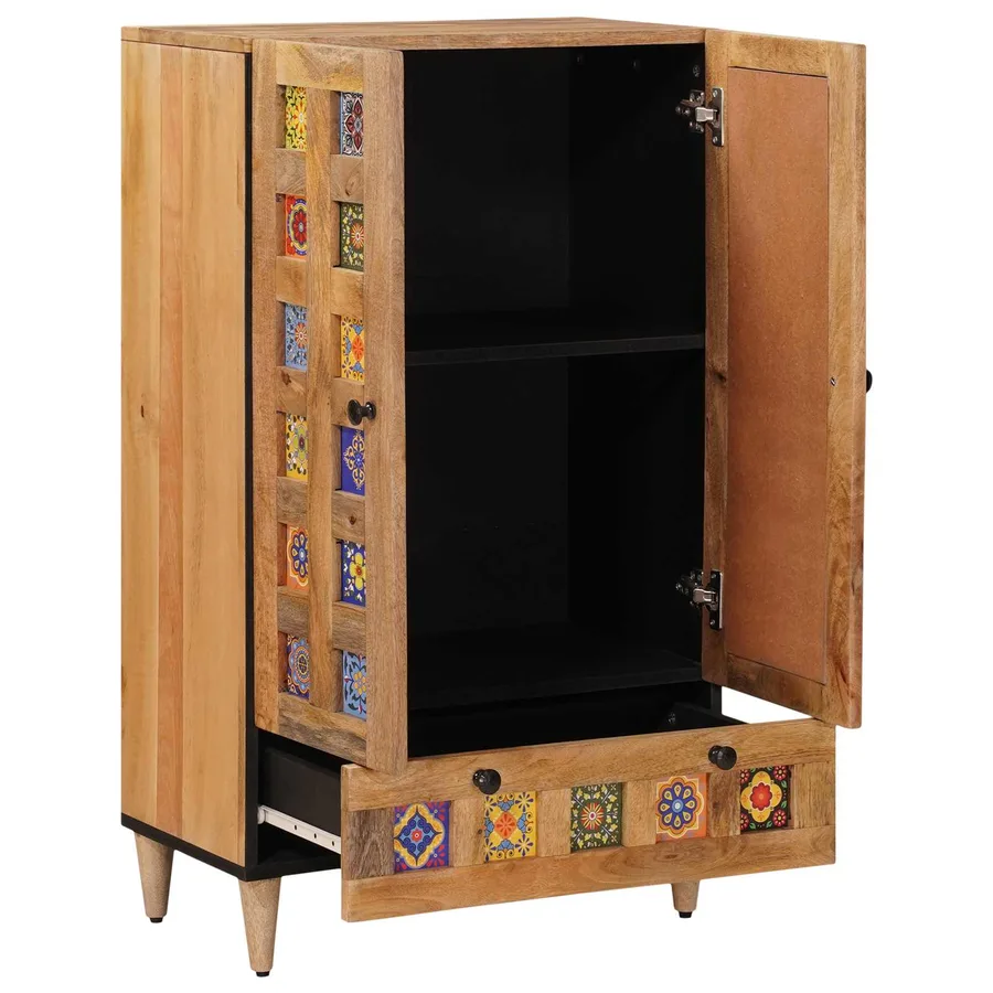 Haut Armoire Naturel 60 x 33,5 x 100 cm Bois de mangue massif - 2