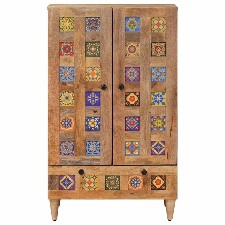 Haut Armoire Naturel 60 x 33,5 x 100 cm Bois de mangue massif - 3