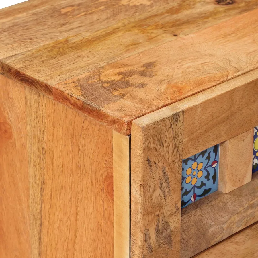 Cabinet de chevet avec tiroir 2 pcs Naturel 40 x 33 x 46 cm - 6