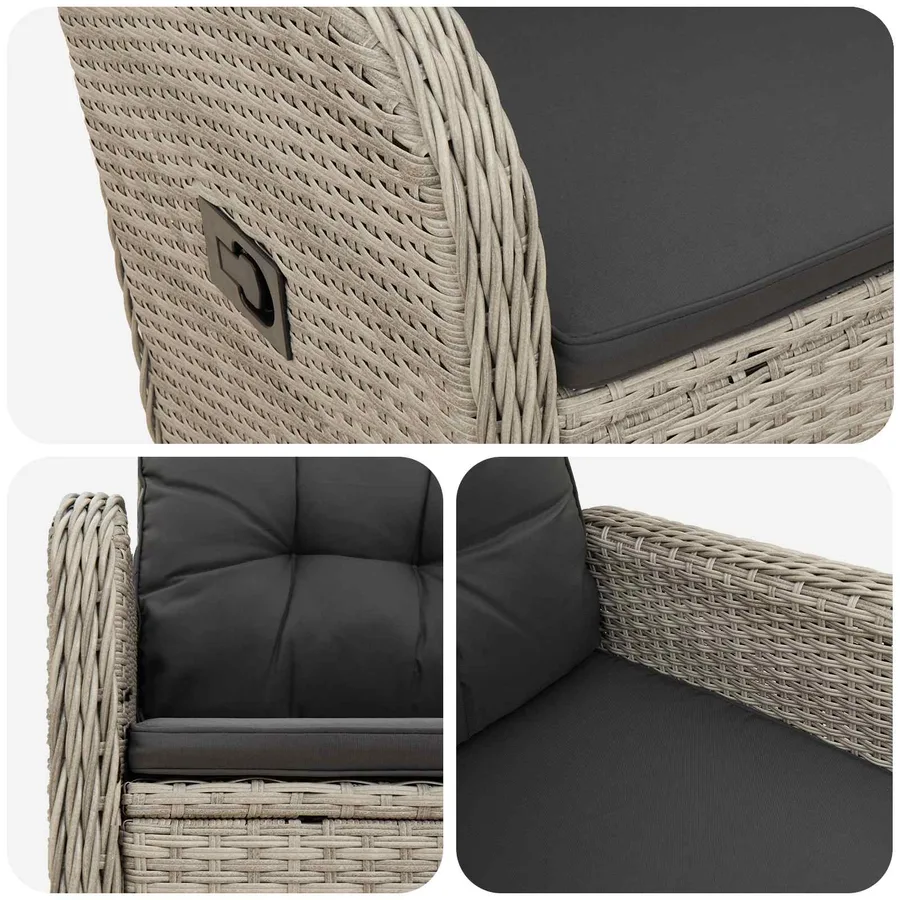 Chaise de jardin inclinable Gris clair et gris foncé - 7