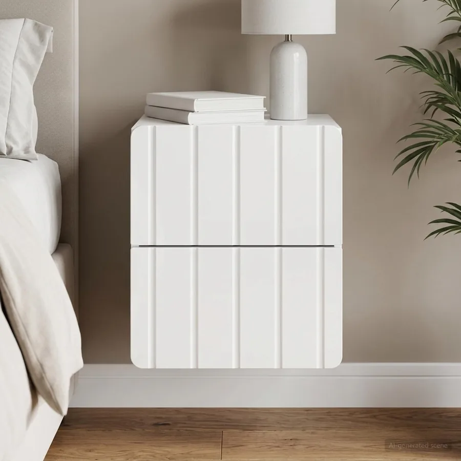 Cabinet de chevet mural Blanc brillant 33 x 34,5 x 43 cm