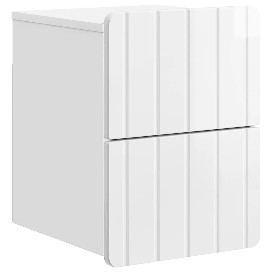 Cabinet de chevet mural Blanc brillant 33 x 34,5 x 43 cm - 2