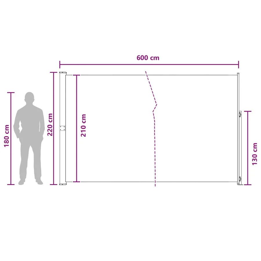 Store latéral rétractable 220 x 600 cm Polyester Rectangulaire - 7