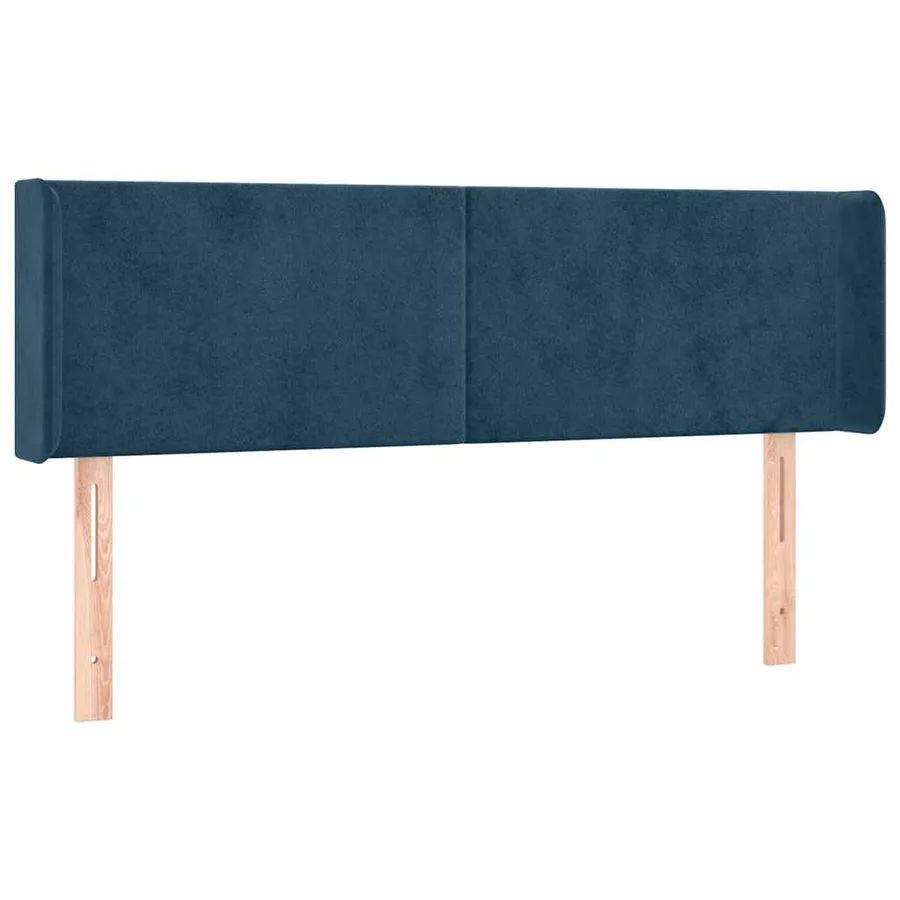 Tête de lit avec oreilles Bleu foncé 147x16x78/88 cm Velours - 2