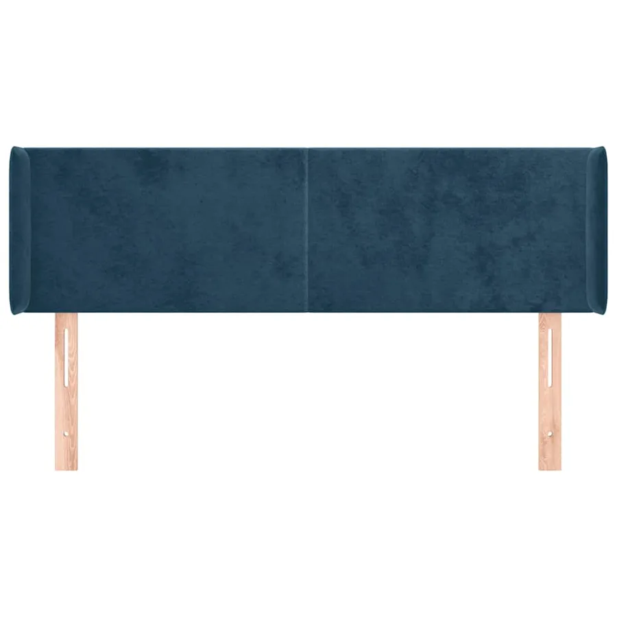 Tête de lit avec oreilles Bleu foncé 147x16x78/88 cm Velours - 3