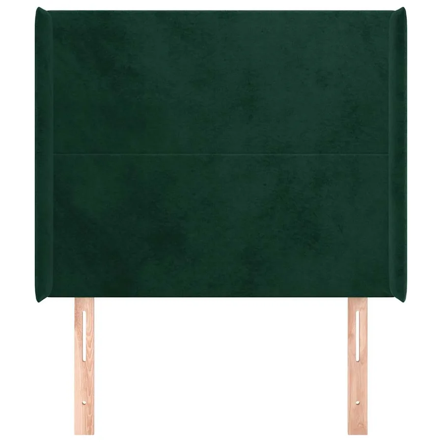 Tête de lit avec oreilles Vert foncé 103x16x118/128 cm Velours - 3