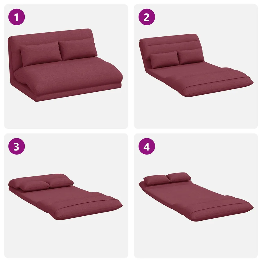 Fauteuil de sol ajustable Bordeaux Tissu - 9