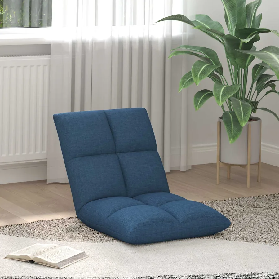 Fauteuil de sol ajustable Bleu Tissu