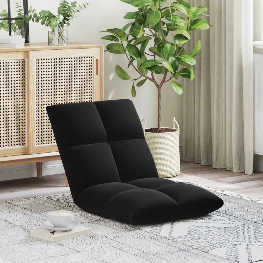 Fauteuil de sol ajustable Noir Velours
