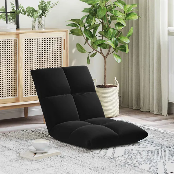 Fauteuil de sol ajustable Noir Velours