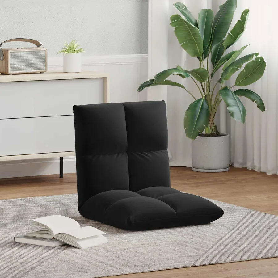 Fauteuil de sol ajustable Noir Velours - 3