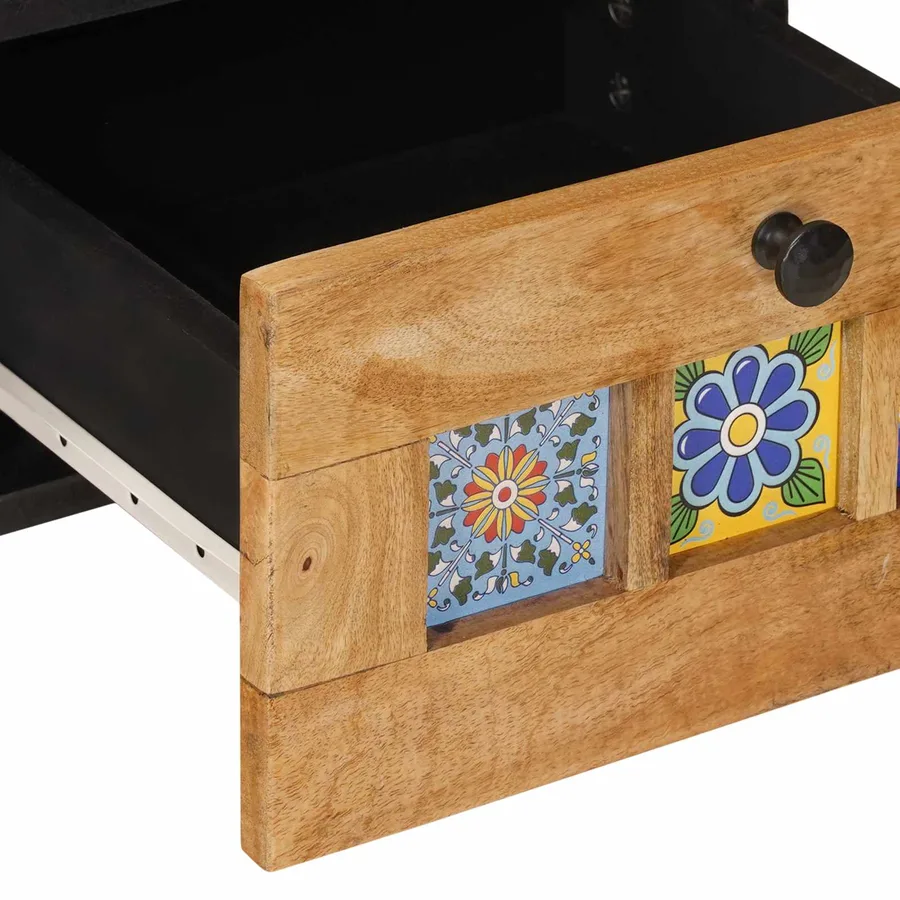 Meuble TV Naturel 100 x 33 x 46 cm Bois de mangue massif - 7