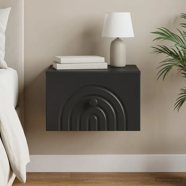 Cabinet de chevet mural avec tiroir Noir 33 x 34,5 x 20 cm
