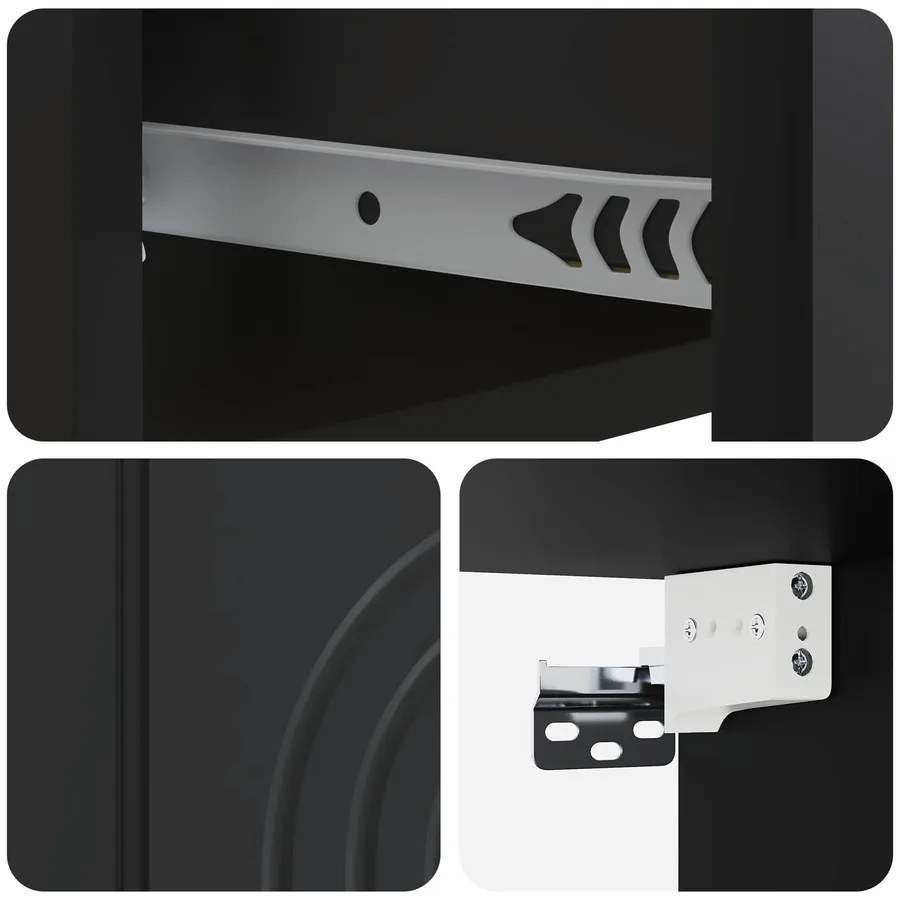 Cabinet de chevet mural avec tiroir Noir 33 x 34,5 x 20 cm - 8