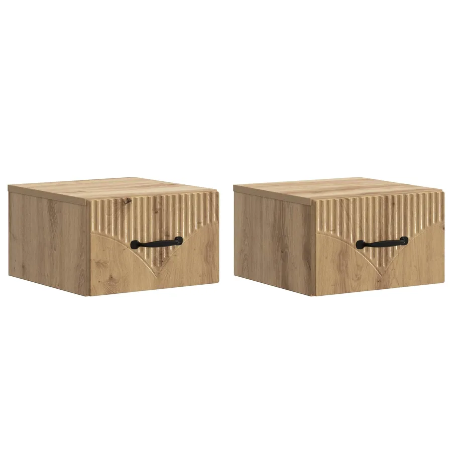 Cabinet de chevet mural 2 pc Chêne artisanal 34,5 x 33 x 20 cm - 2