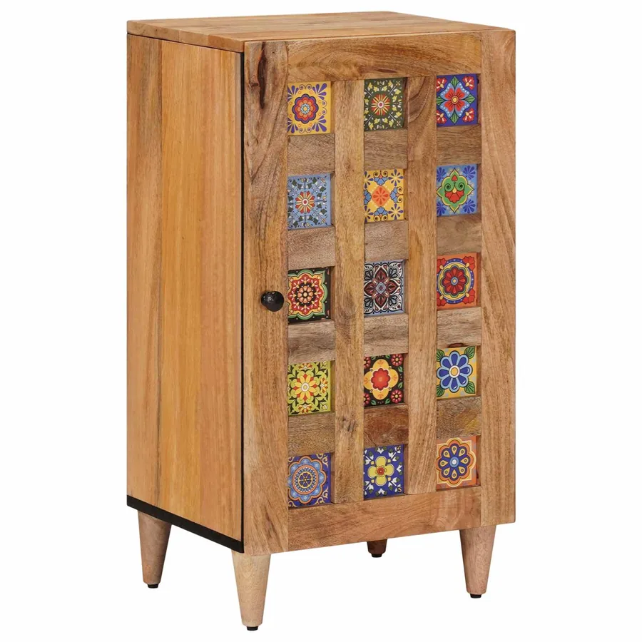 Buffet avec porte Naturel 40 x 33 x 75 cm Bois de mangue massif
