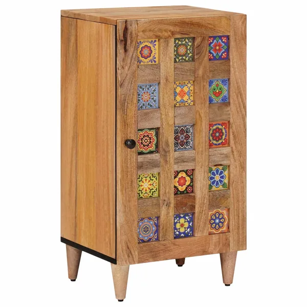 Buffet avec porte Naturel 40 x 33 x 75 cm Bois de mangue massif