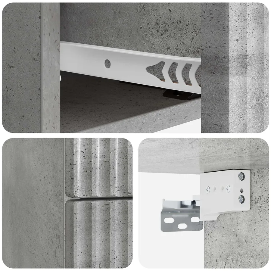 Cabinet de chevet mural 2 pcs Gris béton 33 x 34,5 x 40 cm - 10