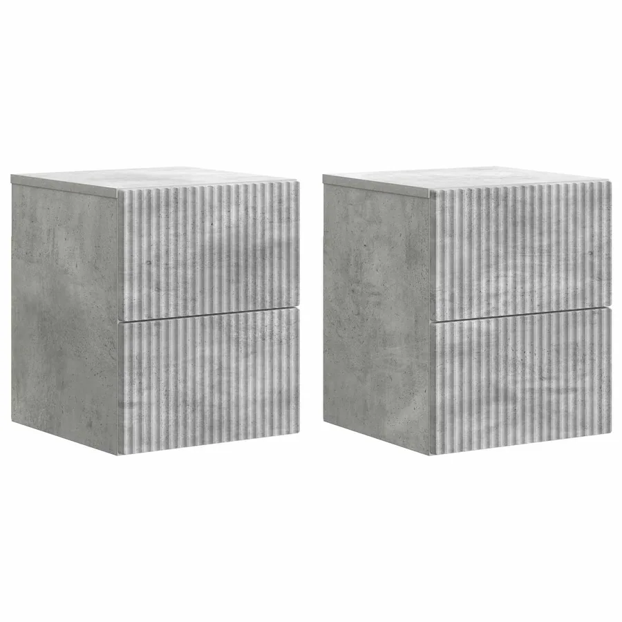 Cabinet de chevet mural 2 pcs Gris béton 33 x 34,5 x 40 cm - 2