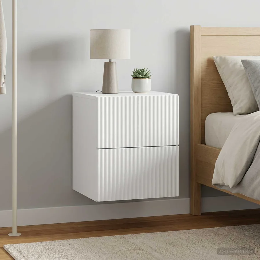 Cabinet de chevet mural 2 pcs Blanc 33 x 34,5 x 40 cm - 4