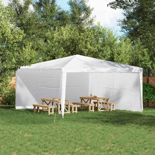 Mur de tente de fête 2 pcs Blanc 400 x 195 cm PE et acier