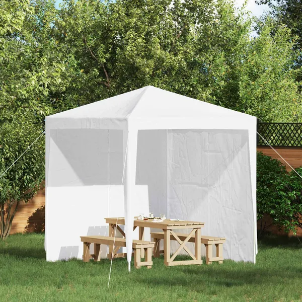 Mur de tente de fête 2 pcs Blanc 200 x 195 cm PE et acier
