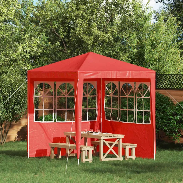 Mur de tente de fête 2 pcs 200 x 195 cm Rouge PE et acier