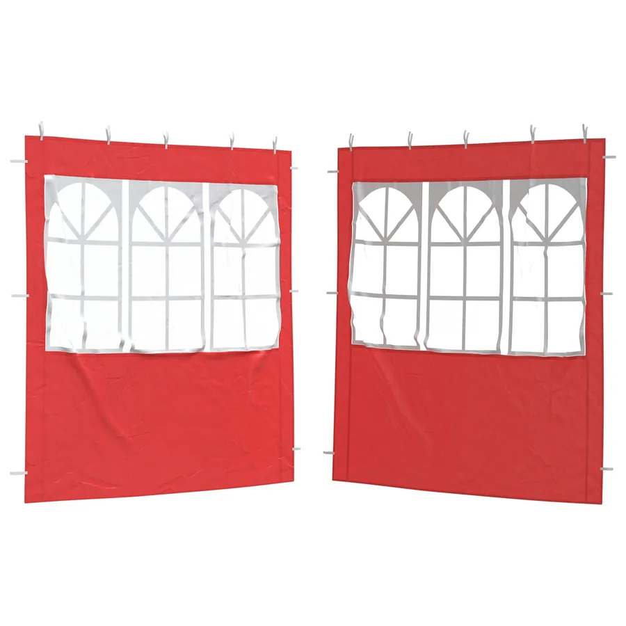 Mur de tente de fête 2 pcs 200 x 195 cm Rouge PE et acier - 2