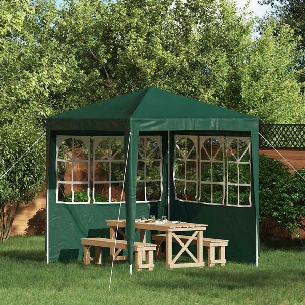 Mur de tente de fête 2 pcs 200 x 195 cm Vert PE et acier