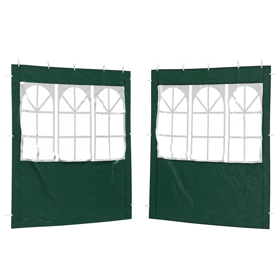 Mur de tente de fête 2 pcs 200 x 195 cm Vert PE et acier - 2