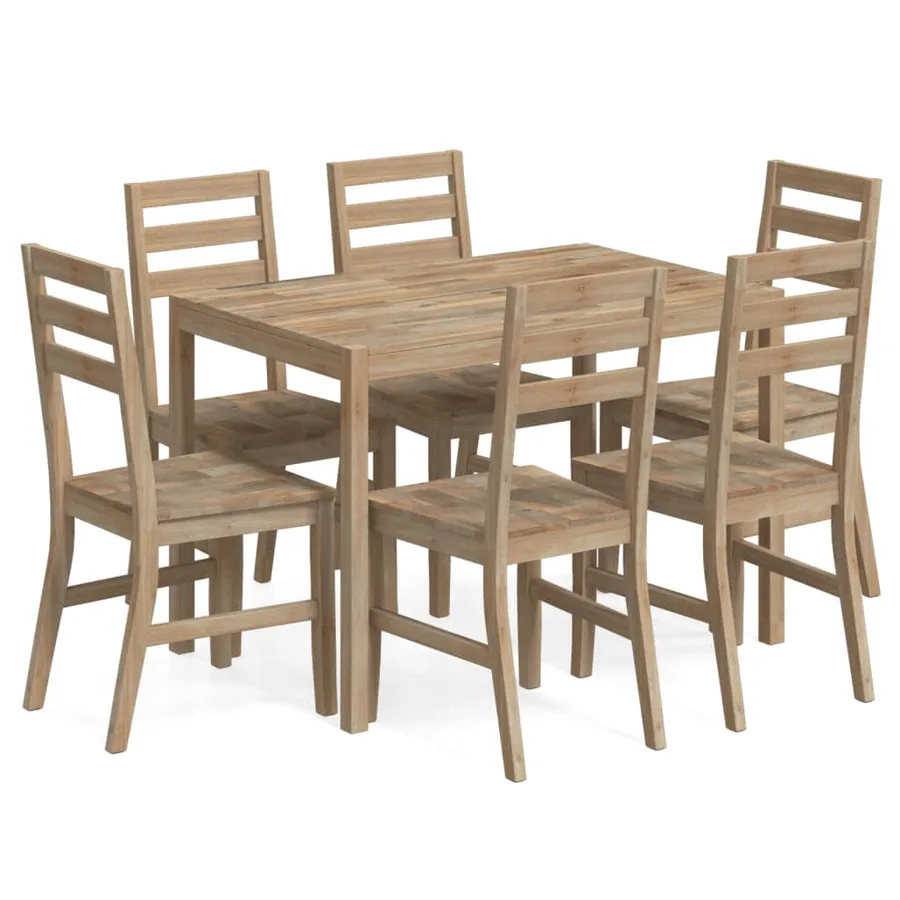 Ensemble à dîner 7 pcs Bois d'acacia solide - 2