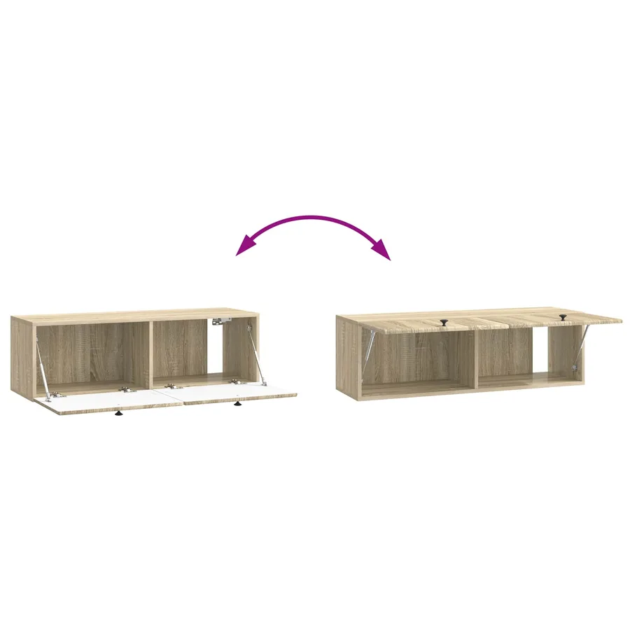 Meuble TV mural 98 x 31 x 30 cm Chêne Sonoma Bois d'ingénierie - 8