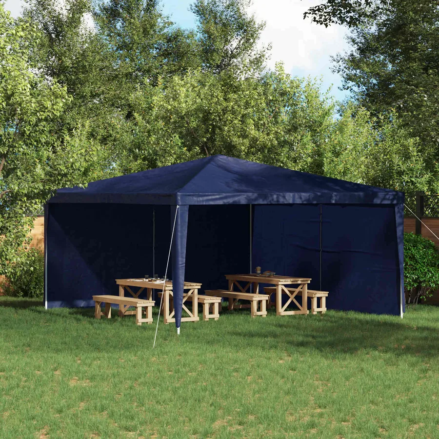 Mur de tente de fête 2 pcs Bleu 400 x 195 cm PE et acier