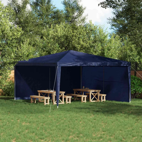 Mur de tente de fête 2 pcs Bleu 400 x 195 cm PE et acier