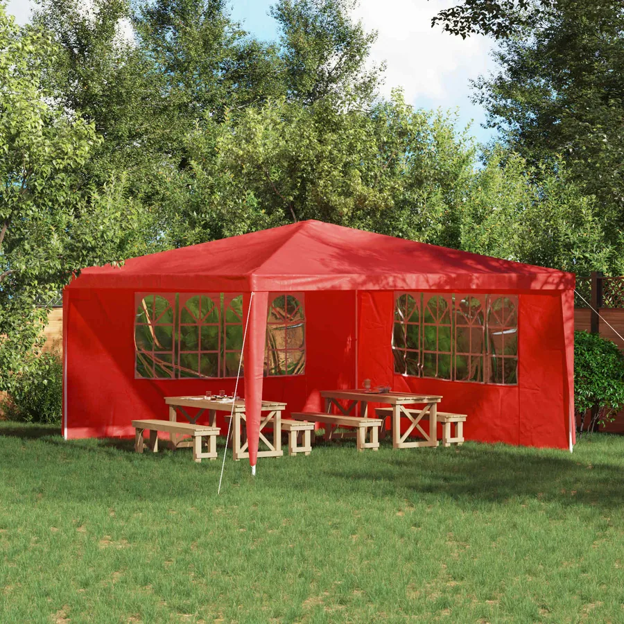 Mur de tente de fête 2 pcs 400 x 195 cm Rouge PE et acier