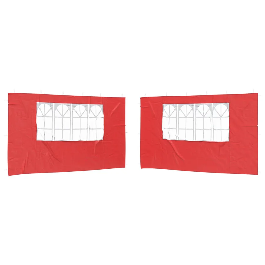 Mur de tente de fête 2 pcs 400 x 195 cm Rouge PE et acier - 2