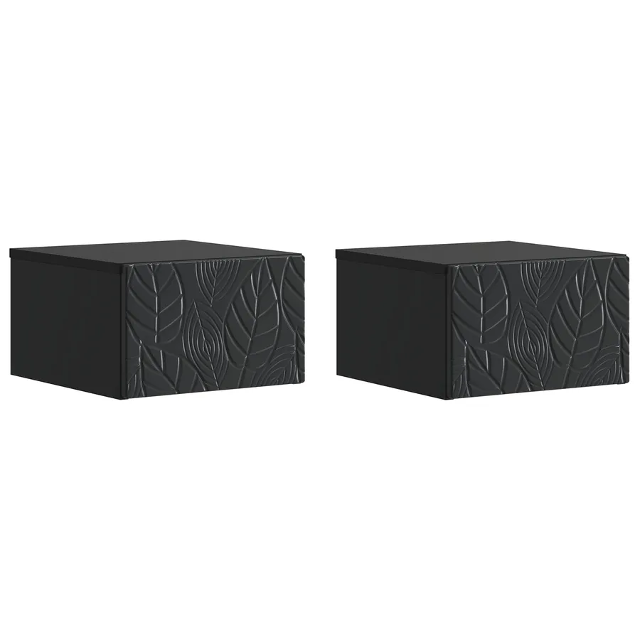 Cabinet de chevet mural 2 pcs Noir 49 x 34,5 x 20 cm - 2
