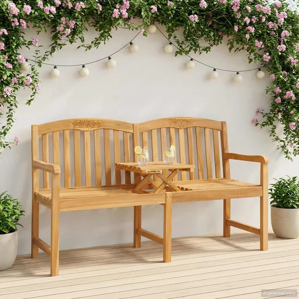 Banc en Bois Sculpté en Rose 150,5 x 60 x 95 cm Naturel
