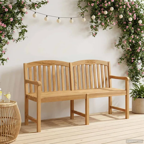 Banc en Bois Sculpté en Rose 179,5 x 61 x 90 cm Naturel