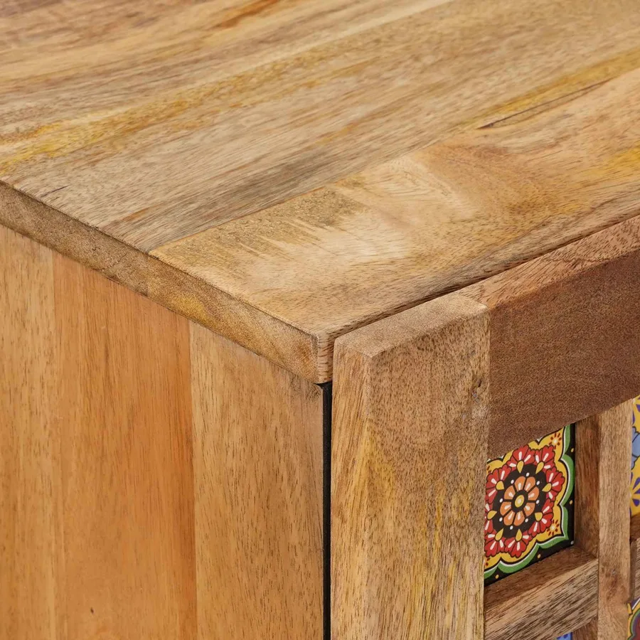 Buffet avec porte Naturel 60 x 33 x 75 cm Bois de mangue massif - 6