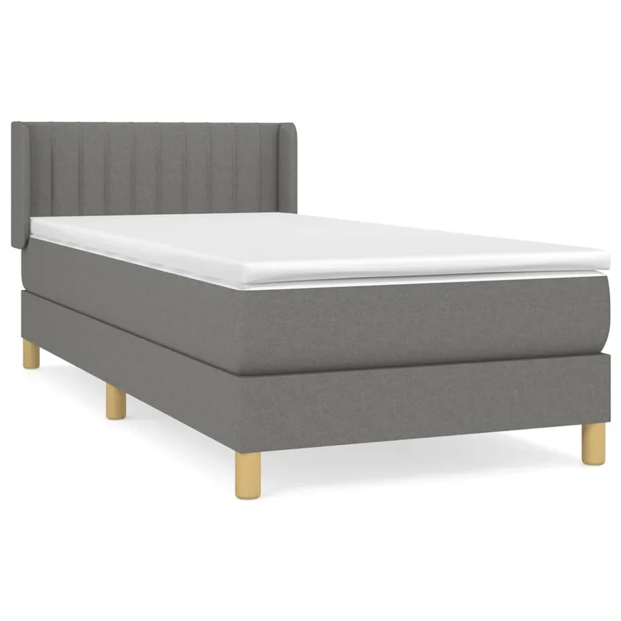 Sommier à lattes de lit avec matelas Gris foncé 90x200 cm Tissu - 2