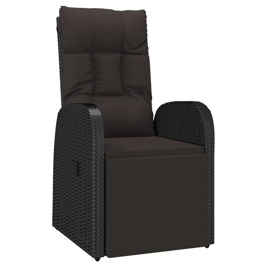 Ensemble de salon de jardin 2 pcs noir poly rotin et acacia - 4