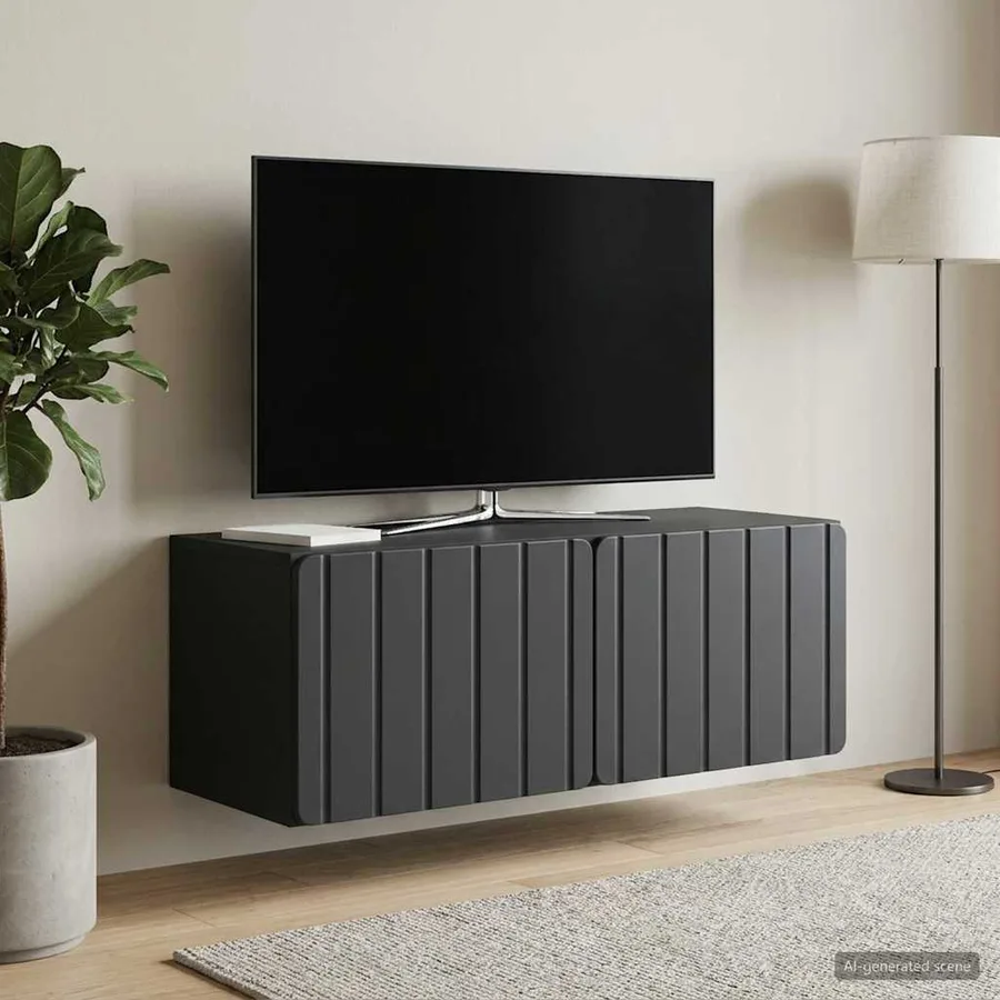 Meuble TV mural 78,5 x 31 x 30 cm Noir Bois d'ingénierie - 4