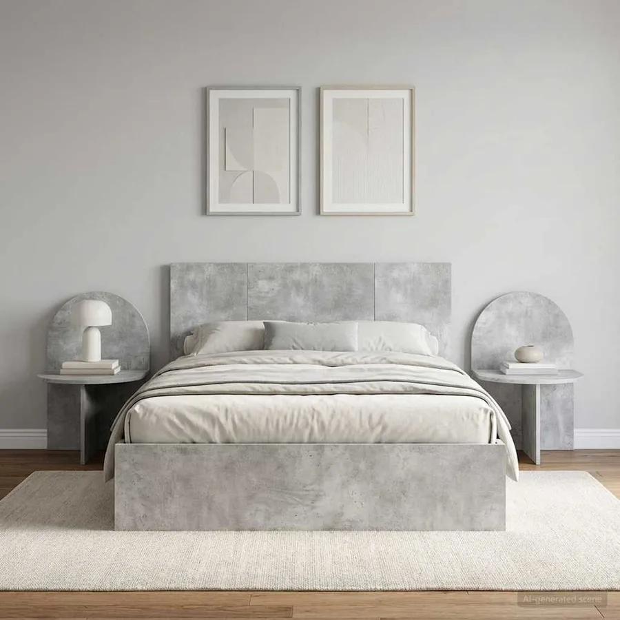 Table de chevet 2 pcs Gris béton 48 x 49 x 65 cm - 4