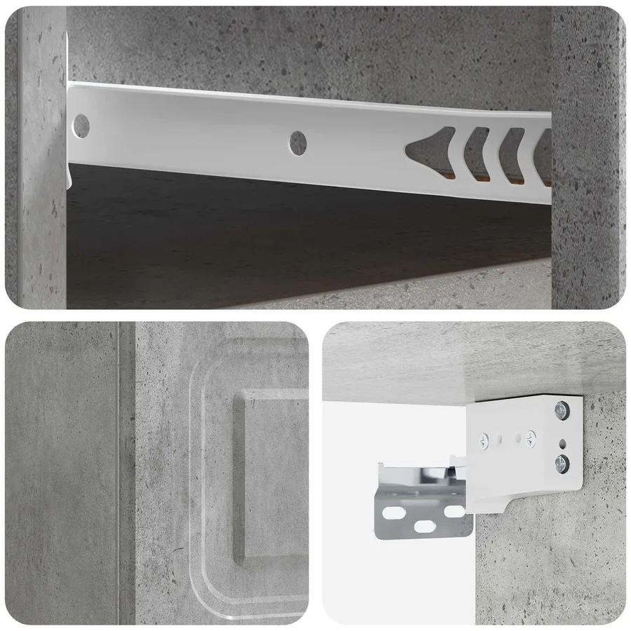 Cabinet de chevet mural 2 pcs Gris béton 34,5 x 33 x 20 cm - 10