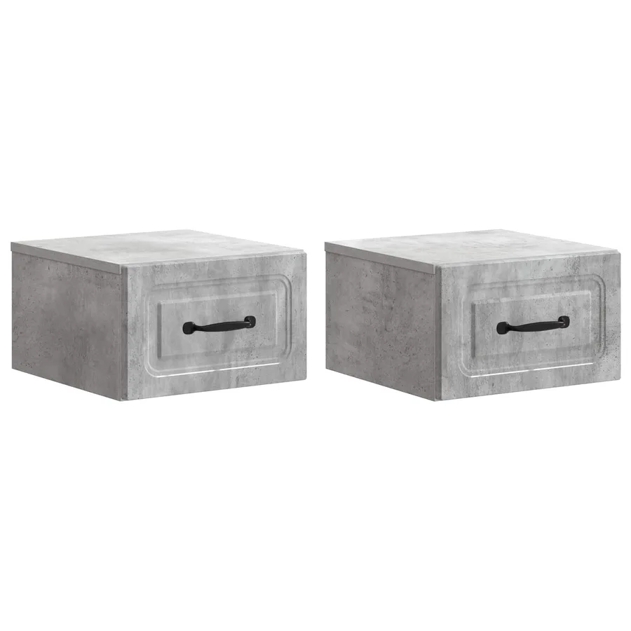 Cabinet de chevet mural 2 pcs Gris béton 34,5 x 33 x 20 cm - 2