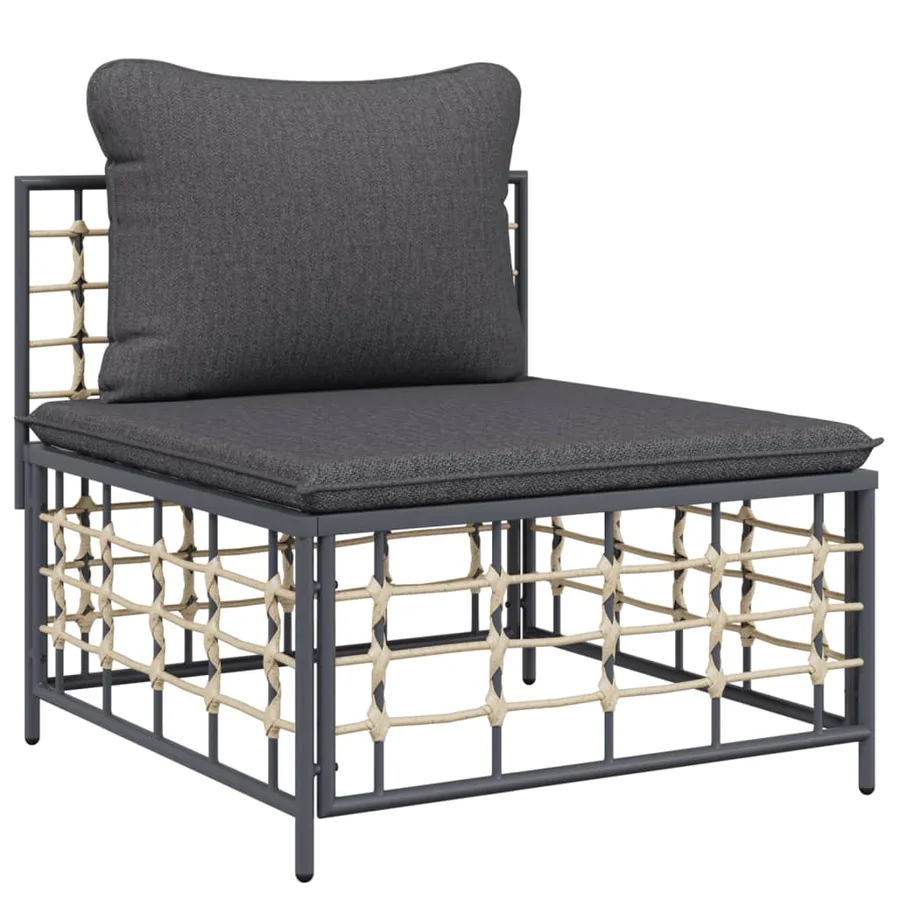 Salon de jardin 6 pcs avec coussins anthracite résine tressée - 5
