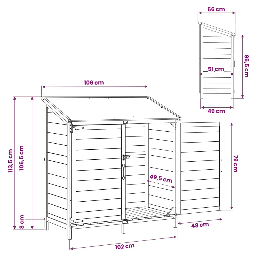 Abri de jardin avec toit Naturel 106,5 x 56 x 113,5 cm - 10