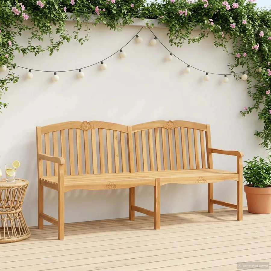 Banc en Bois Sculpté en Rose 180,5 x 60 x 96 cm Naturel